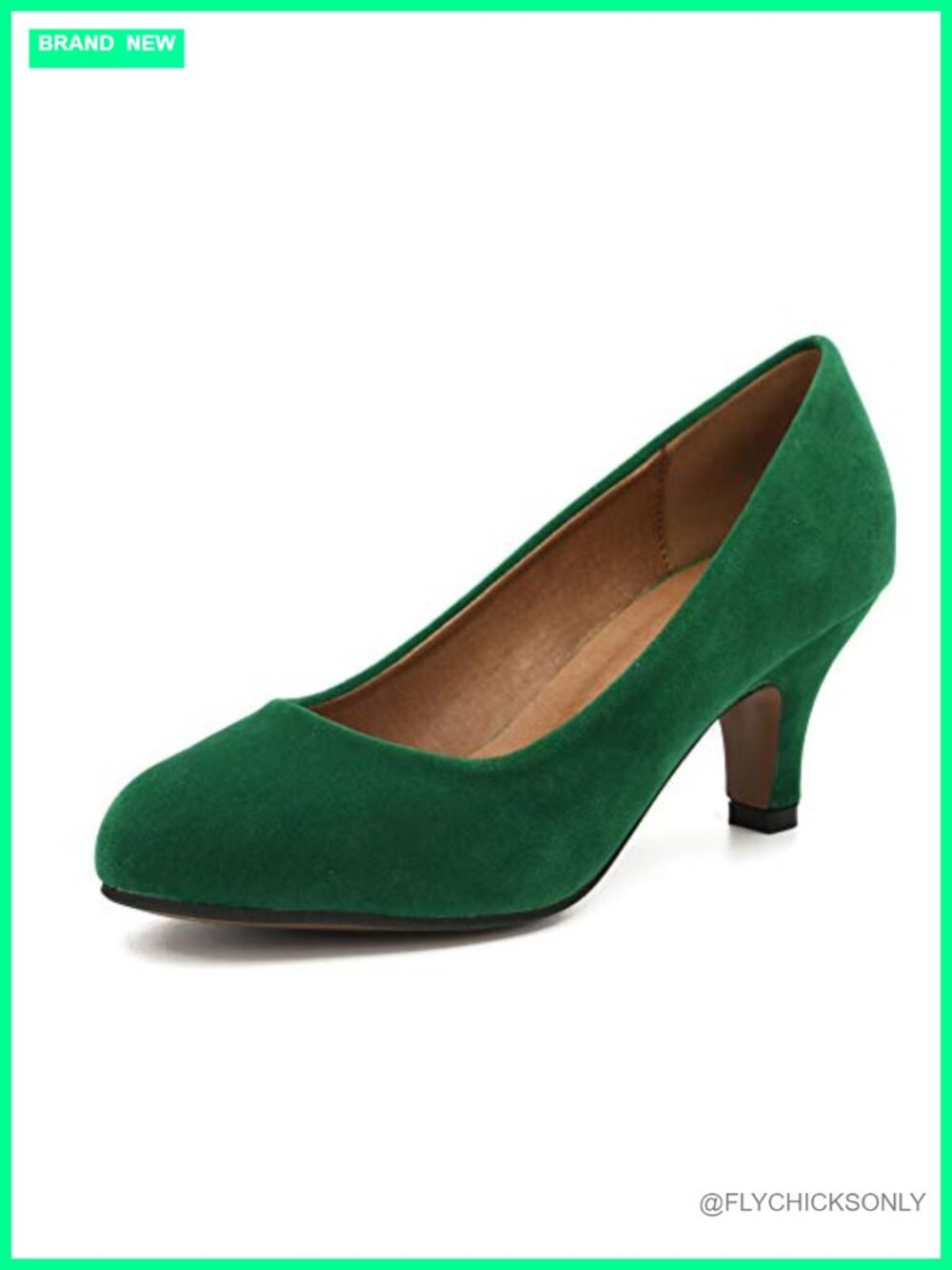 Classic Round Toe Pumps Mid Kitten Heel Office Dress Shoes